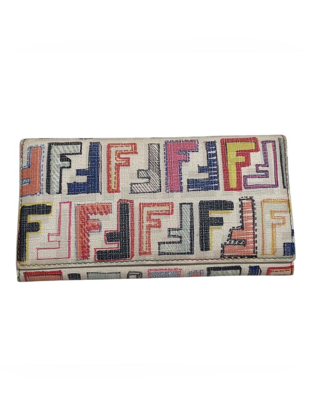 Fendi Multicolor FF Canvas Clutch - White Background